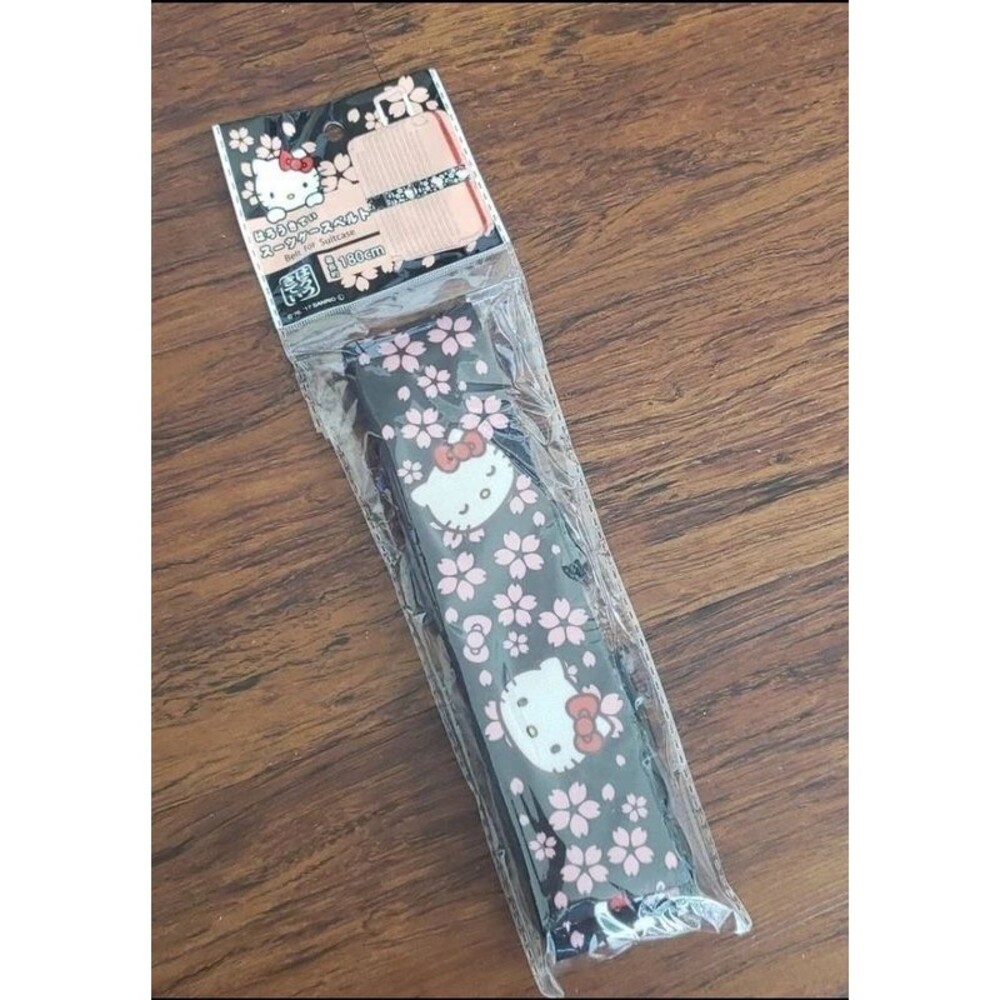 Hello Kitty Black Pink Sakura Japanese Floral Luggage Strap